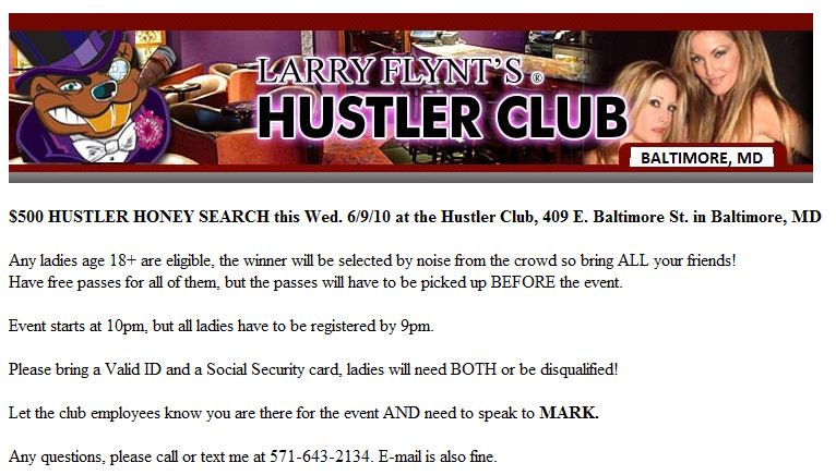 Hustler Club in Baltimore.